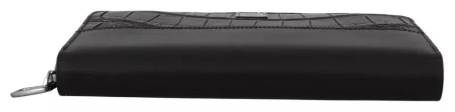 Dolce &amp; Gabbana Brown Exotic Leather Zip Around Continental Clutch Wallet