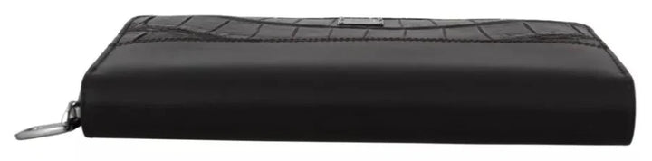 Dolce &amp; Gabbana Brown Exotic Leather Zip Around Continental Clutch Wallet