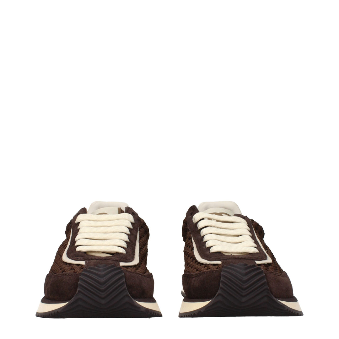 Dolce &amp; Gabbana Brown Fabric Low Top Sneakers