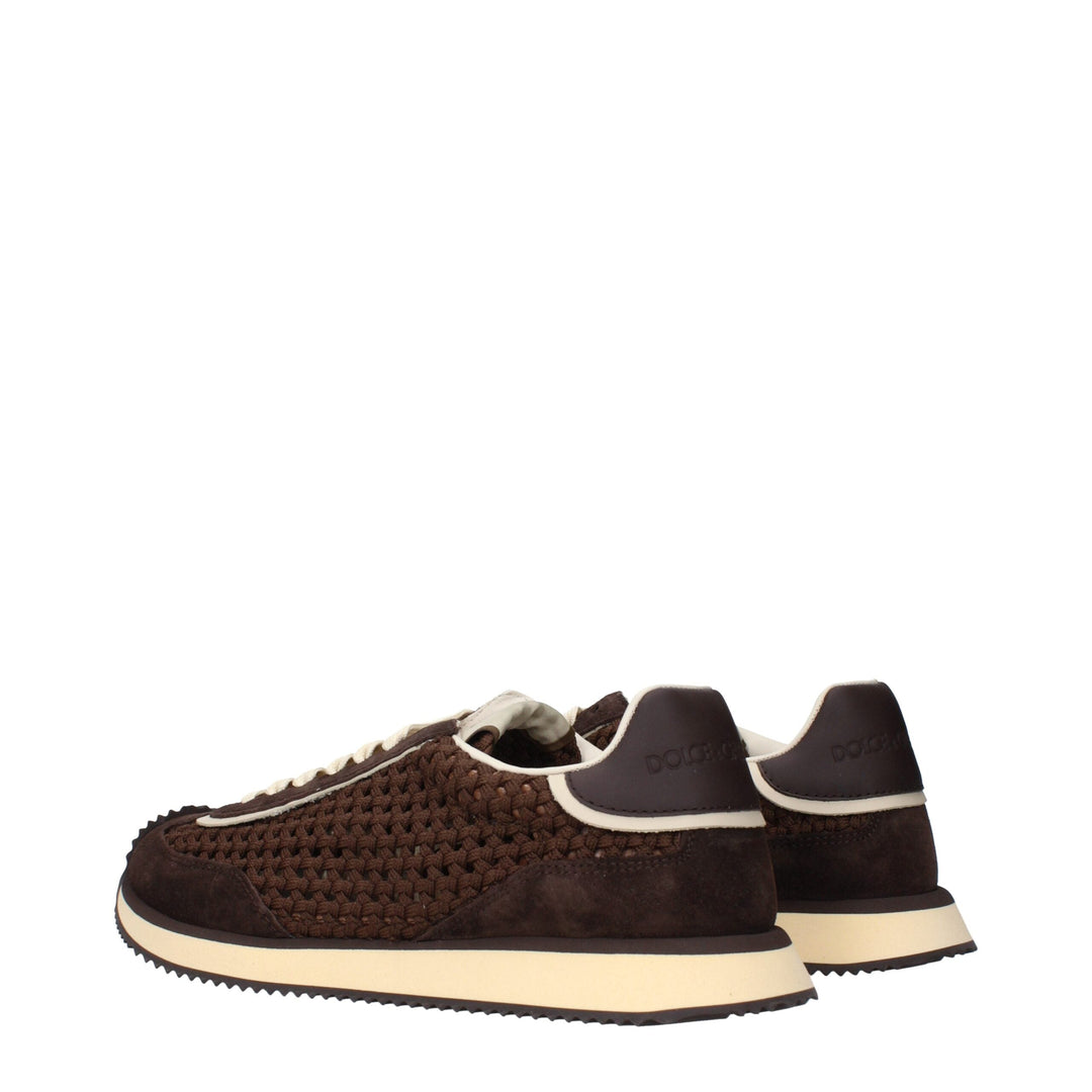 Dolce &amp; Gabbana Brown Fabric Low Top Sneakers