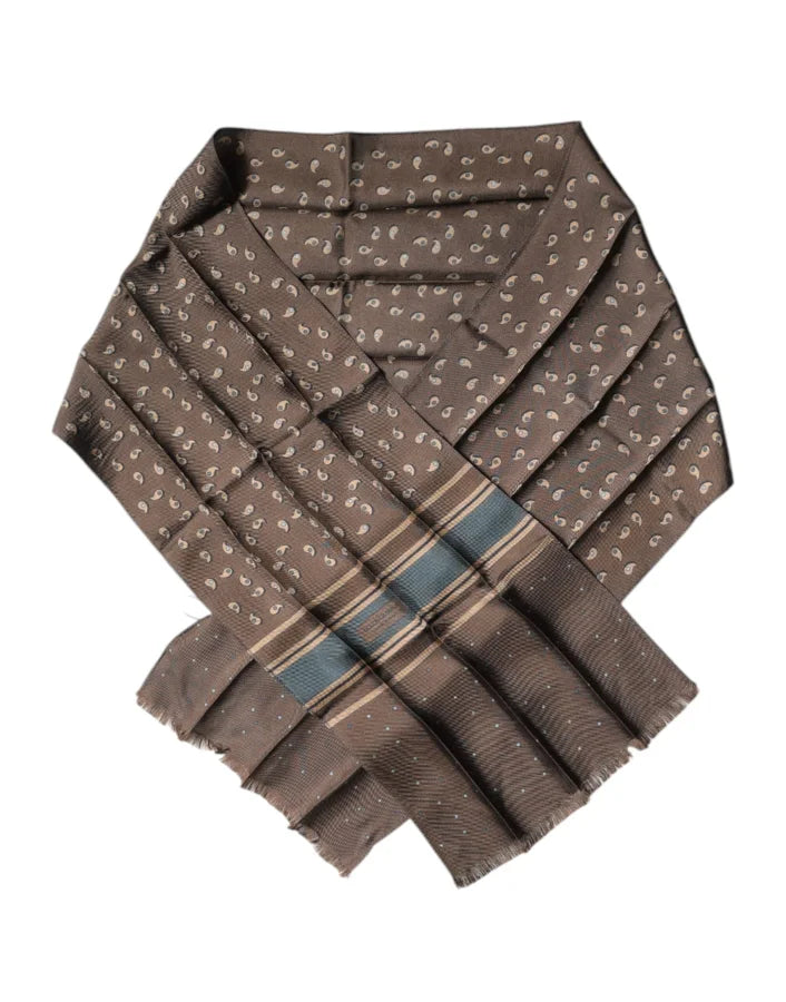 Dolce &amp; Gabbana Brown Fantasy Silk Neck Wrap Shawl Scarf