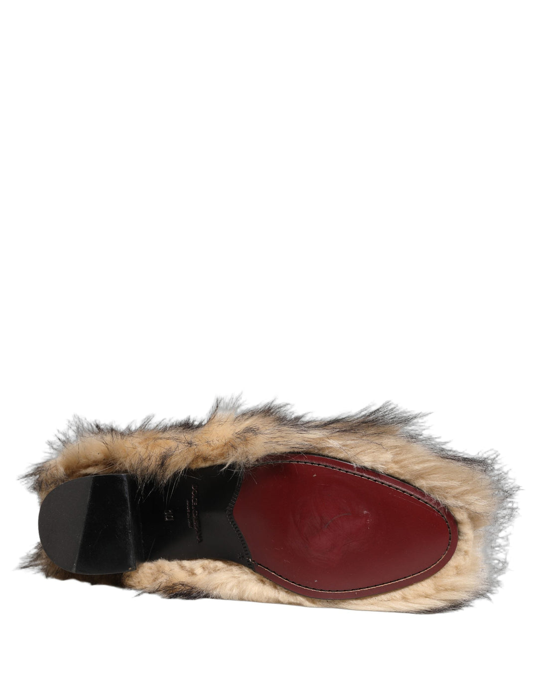 Dolce &amp; Gabbana Brown Faux Fur Mid Calf Men Boots Shoes