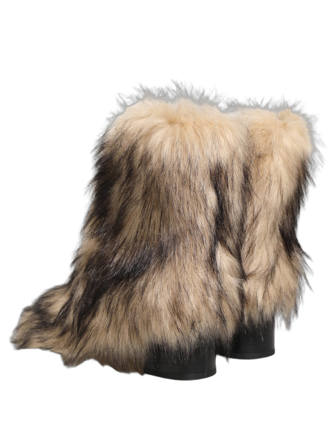 Dolce &amp; Gabbana Brown Faux Fur Mid Calf Men Boots Shoes