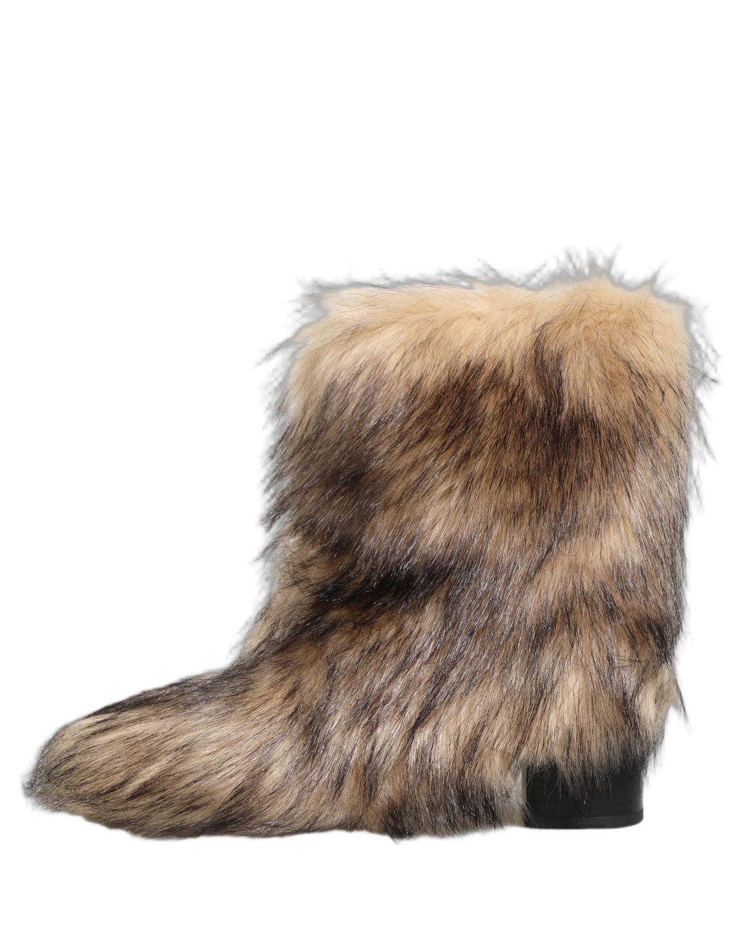 Dolce &amp; Gabbana Brown Faux Fur Mid Calf Men Boots Shoes