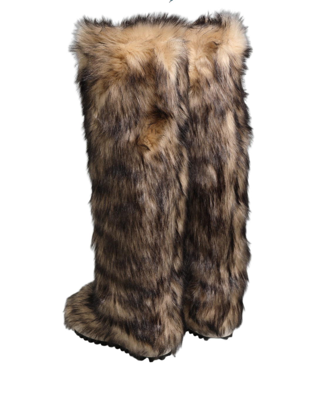 Dolce &amp; Gabbana Brown Faux Skim Ski Fur Knee High Boots Shoes