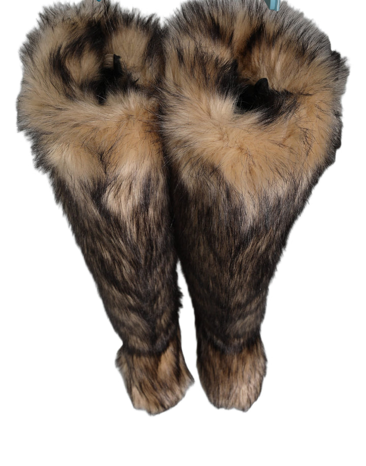 Dolce &amp; Gabbana Brown Faux Skim Ski Fur Knee High Boots Shoes