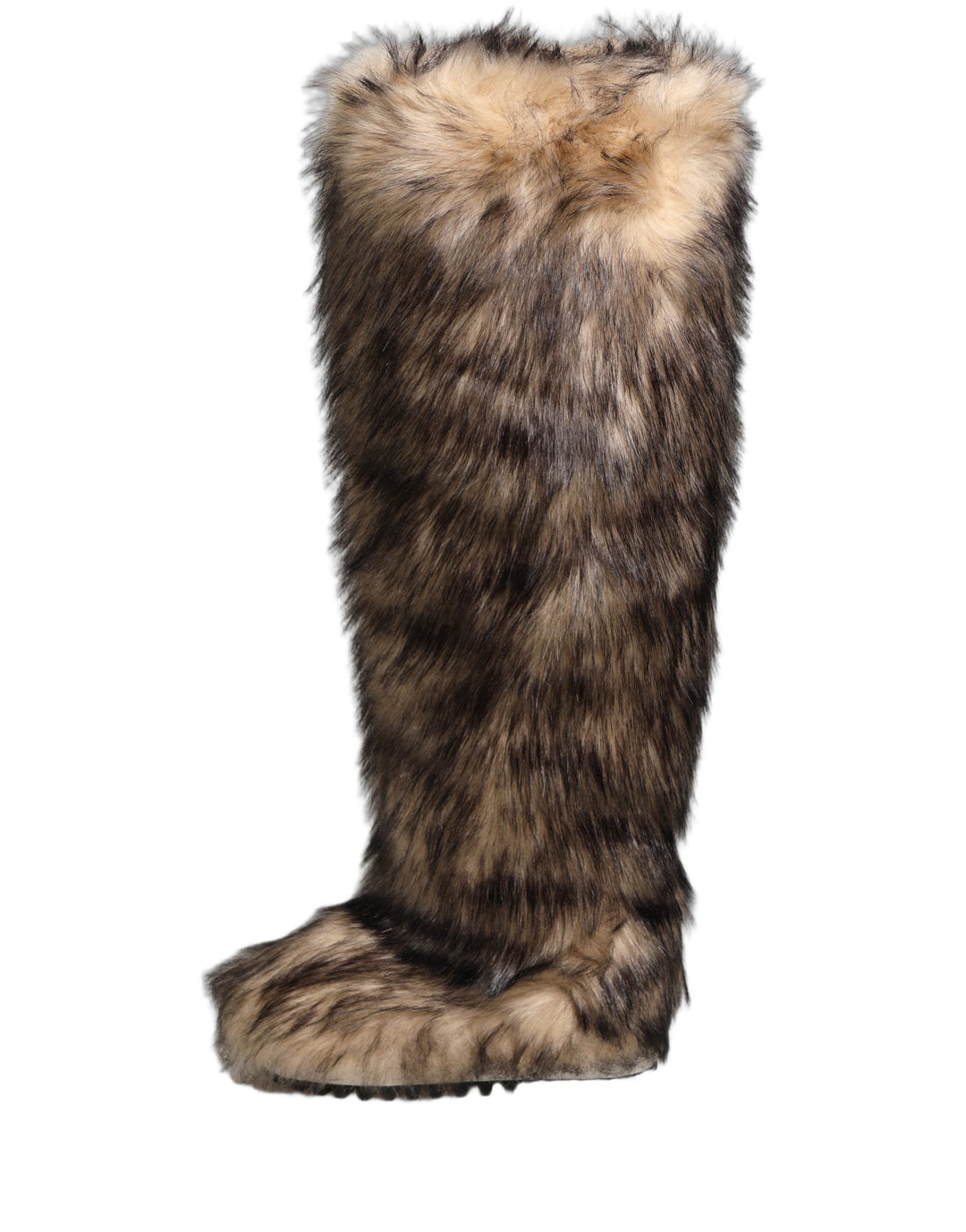 Dolce &amp; Gabbana Brown Faux Skim Ski Fur Knee High Boots Shoes