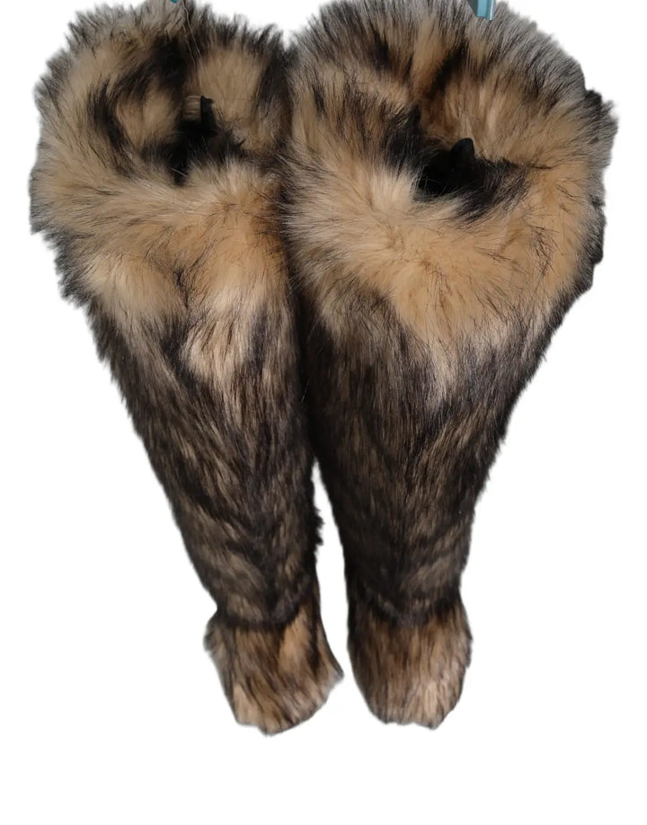 Dolce &amp; Gabbana Brown Faux Skim Ski Fur Knee High Boots Shoes