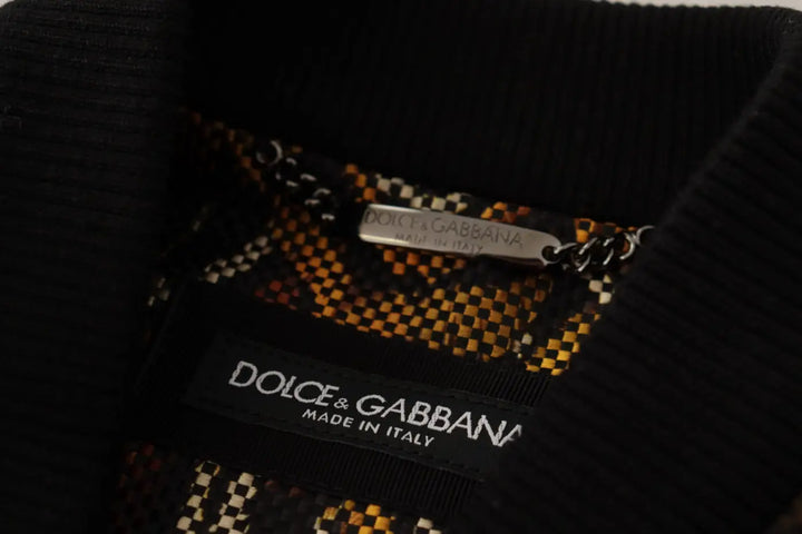 Dolce &amp; Gabbana Brown Feather Full Zip Blouson Jacket