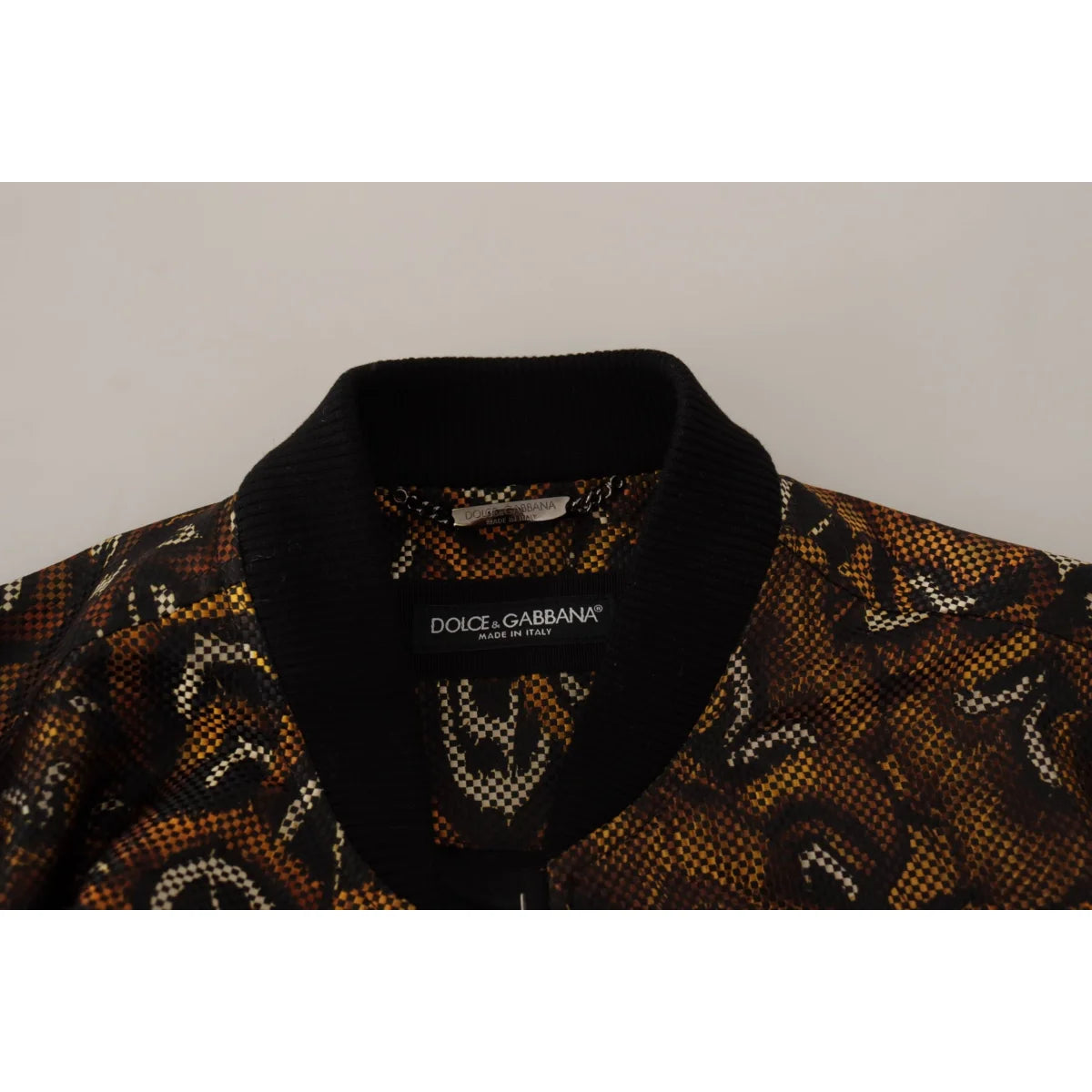 Dolce & Gabbana Brown Feather Full Zip Blouson Jacket