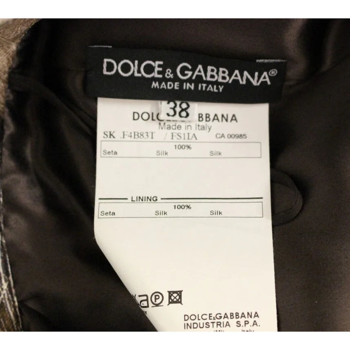 Dolce & Gabbana Brown Floral Silk Straight Full Skirt