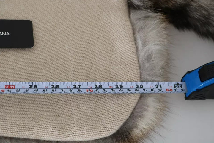 Dolce &amp; Gabbana Brown Fox Tail Fur Shawl Neck Wrap Cover Collar Scarf