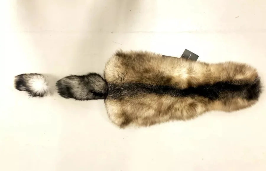 Dolce &amp; Gabbana Brown Fox Tail Fur Shawl Neck Wrap Cover Collar Scarf