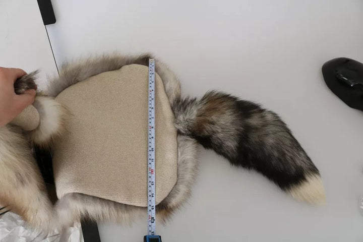Dolce &amp; Gabbana Brown Fox Tail Fur Shawl Neck Wrap Cover Collar Scarf