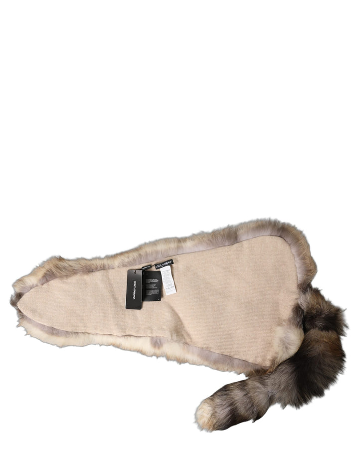 Dolce &amp; Gabbana Brown Frost Fox Fur Neck Warmer Winter Scarf