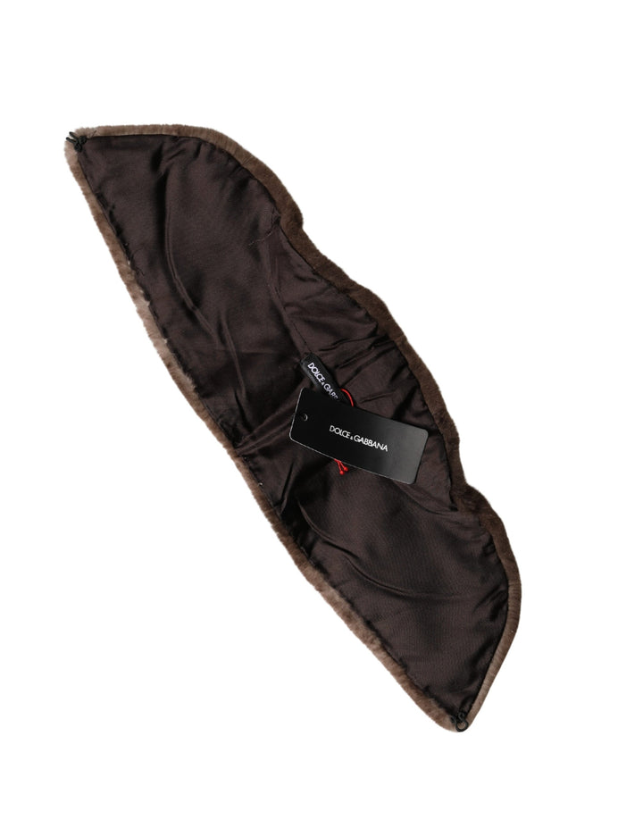 Dolce &amp; Gabbana Brown Fur Shoulder Collar Neck Wrap 60cm x 14cm Scarf