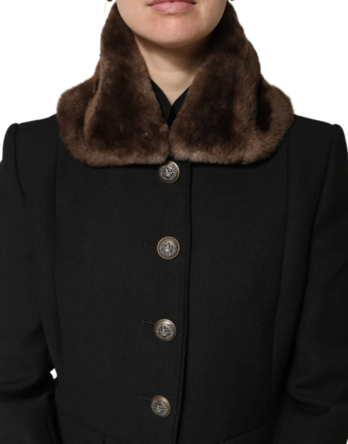 Dolce &amp; Gabbana Brown Fur Shoulder Collar Neck Wrap 60cm x 14cm Scarf