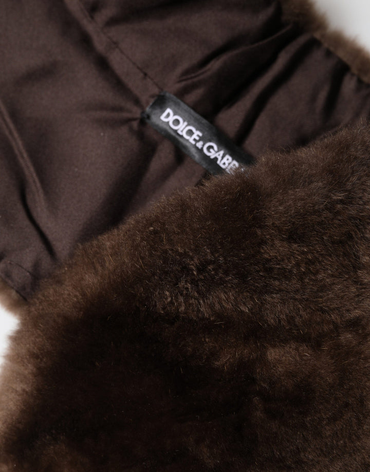 Dolce &amp; Gabbana Brown Fur Shoulder Collar Neck Wrap 60cm x 14cm Scarf