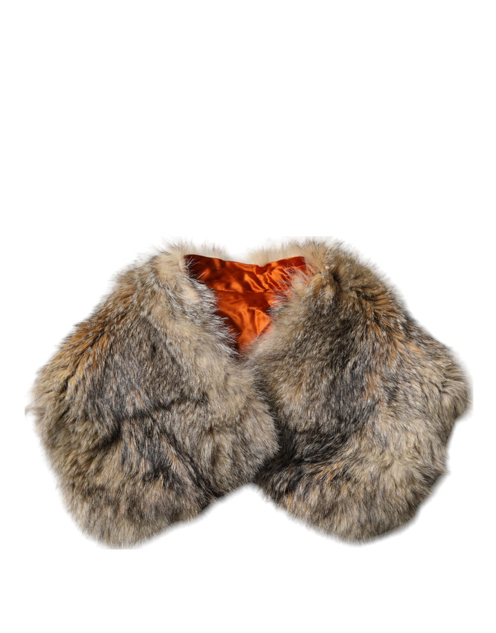 Dolce &amp; Gabbana Brown Fur Shoulder Collar Neck Wrap Scarf