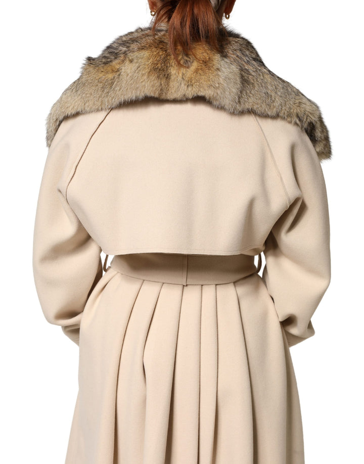 Dolce &amp; Gabbana Brown Fur Shoulder Collar Neck Wrap Scarf