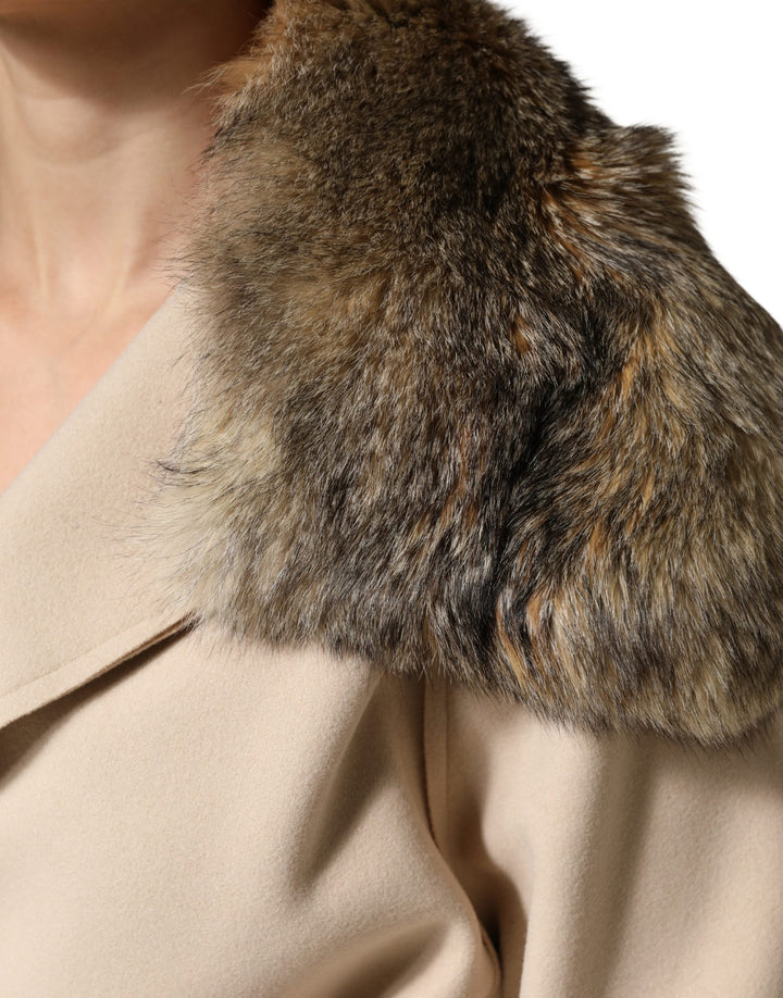 Dolce &amp; Gabbana Brown Fur Shoulder Collar Neck Wrap Scarf