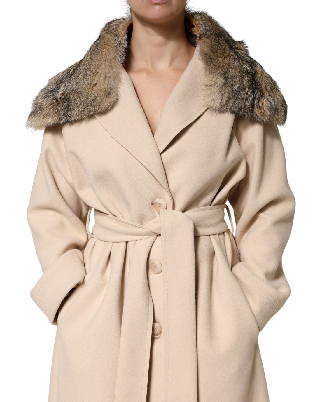 Dolce &amp; Gabbana Brown Fur Shoulder Collar Neck Wrap Scarf
