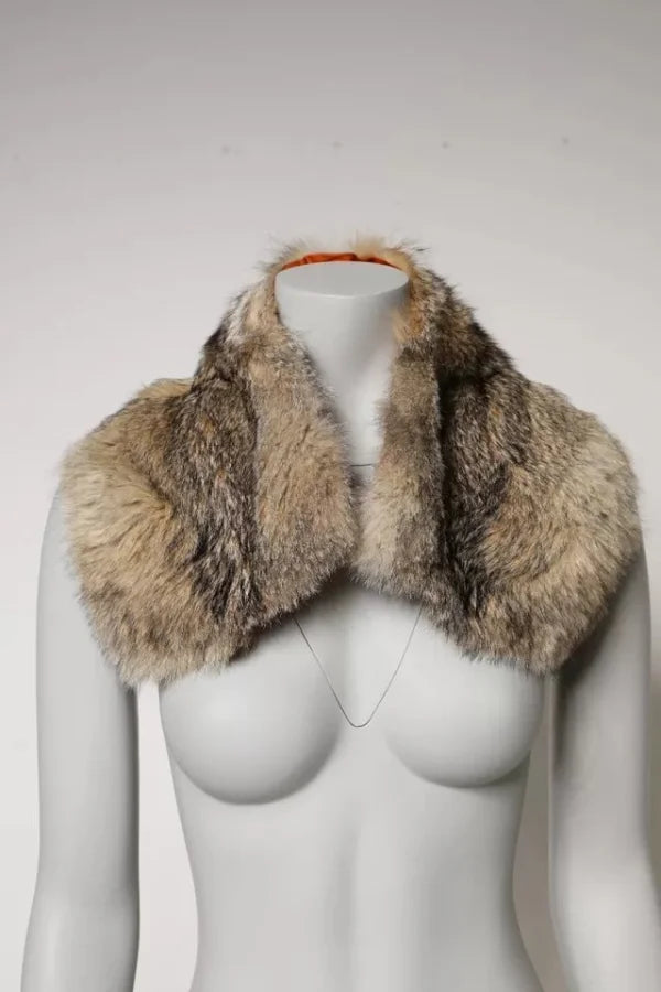 Dolce &amp; Gabbana Brown Fur Shoulder Collar Neck Wrap Scarf