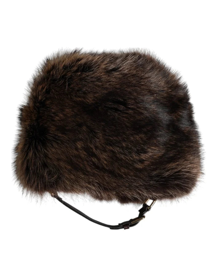 Dolce &amp; Gabbana Brown Fur Women Bucket Hat