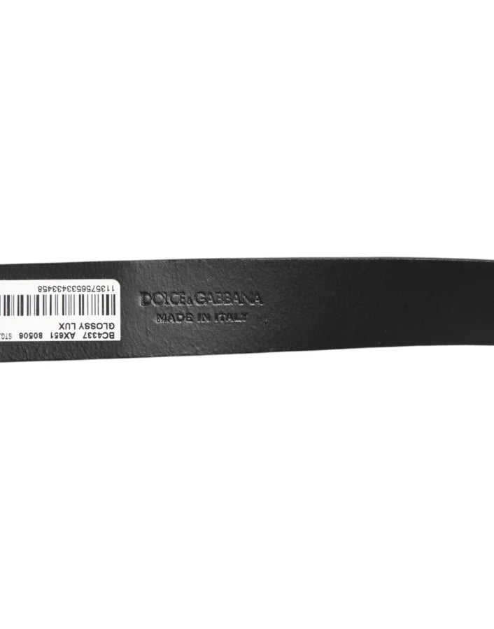 Dolce &amp; Gabbana Brown Glossy Leather Classic Metal Buckle Belt