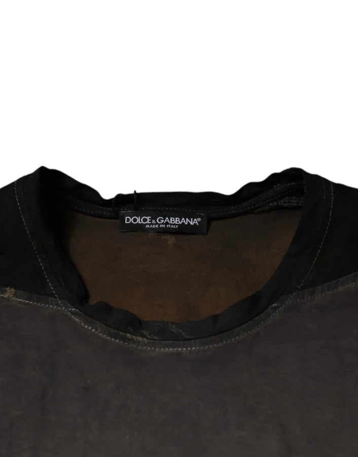 Dolce &amp; Gabbana Brown Graphic Print Cotton Round Neck T-shirt