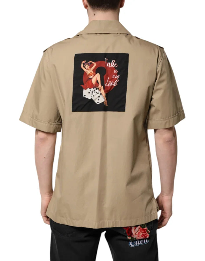 Dolce &amp; Gabbana Brown Graphic Print Short Sleeves Shirt