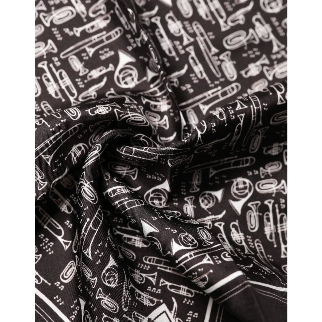 Dolce &amp; Gabbana Brown Jazz Club Square Handkerchief Men 32cm x 31cm Scarf