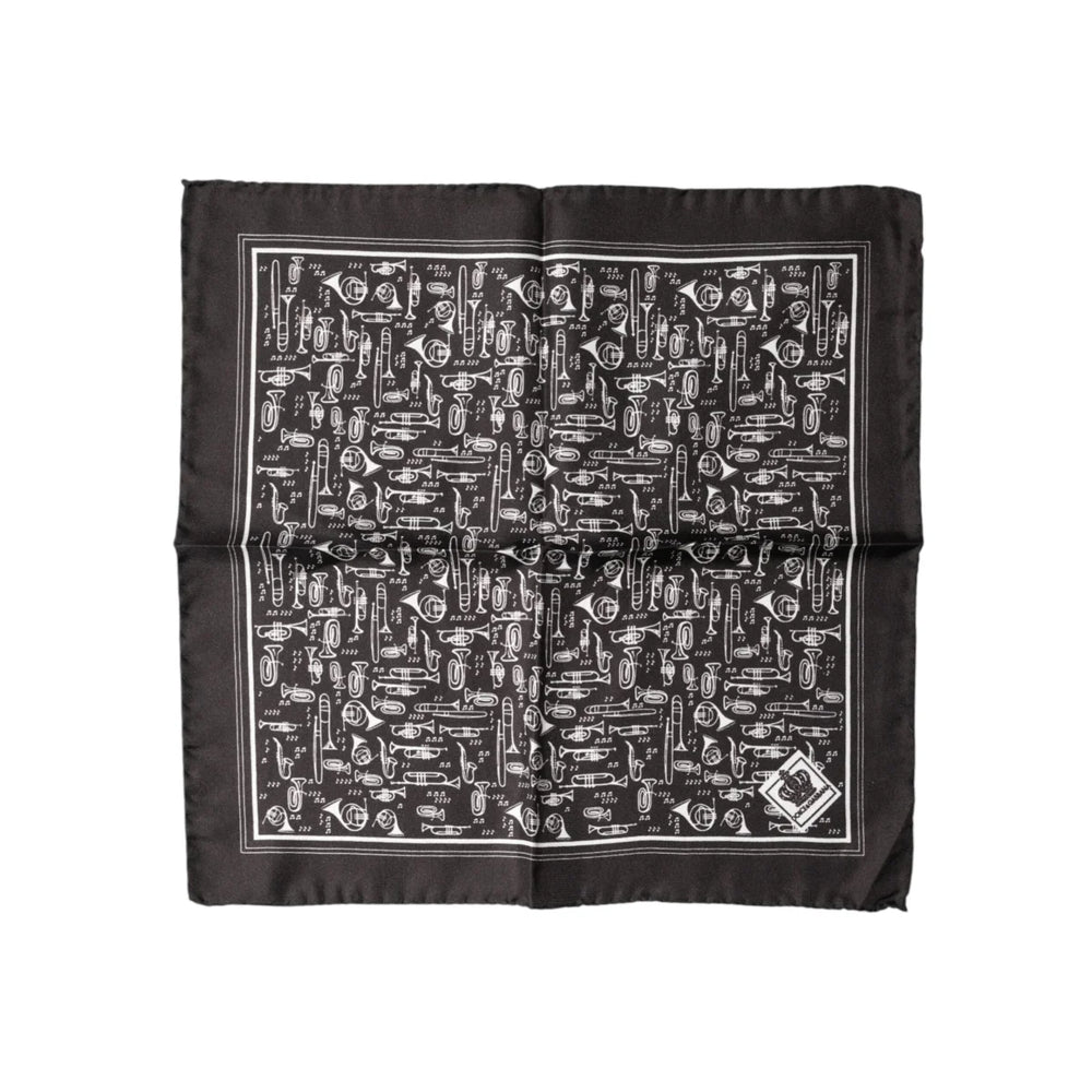 Dolce & Gabbana Brown Jazz Club Square Handkerchief Men 32cm x 31cm Scarf