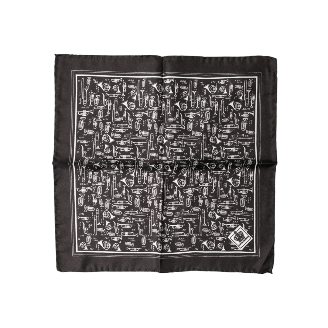 Dolce &amp; Gabbana Brown Jazz Club Square Handkerchief Men 32cm x 31cm Scarf