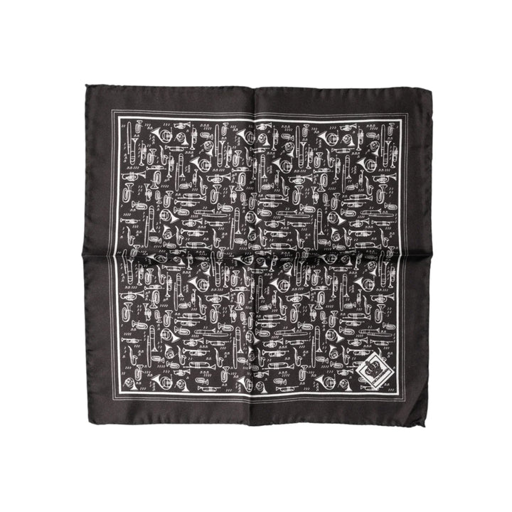 Dolce &amp; Gabbana Brown Jazz Club Square Handkerchief Men 32cm x 31cm Scarf