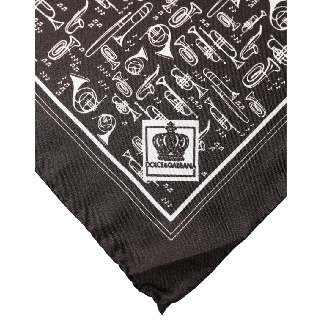 Dolce &amp; Gabbana Brown Jazz Club Square Handkerchief Men 32cm x 31cm Scarf