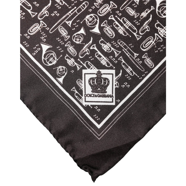Dolce &amp; Gabbana Brown Jazz Club Square Handkerchief Men 32cm x 31cm Scarf
