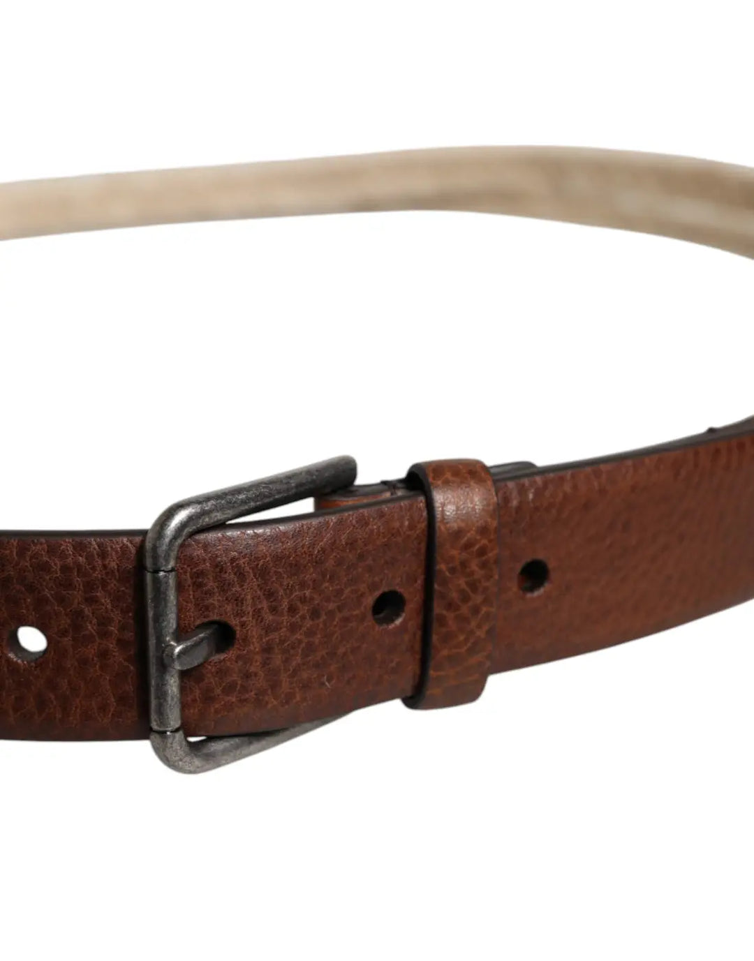 Dolce &amp; Gabbana Brown Jute Leather Woven Metal Buckle Belt