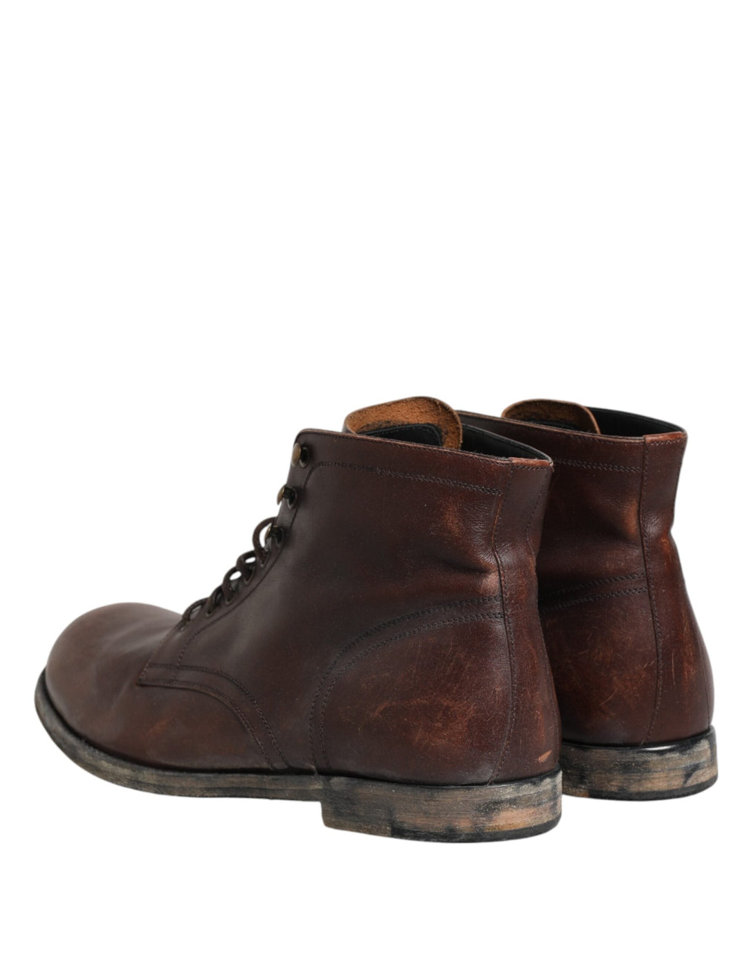 Dolce &amp; Gabbana Brown Lace Up Short Ankle Boots Men Shoes
