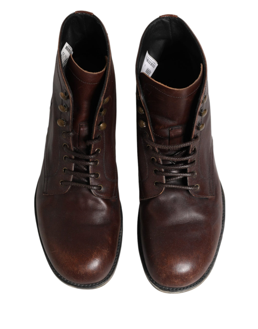 Dolce &amp; Gabbana Brown Lace Up Short Ankle Boots Men Shoes