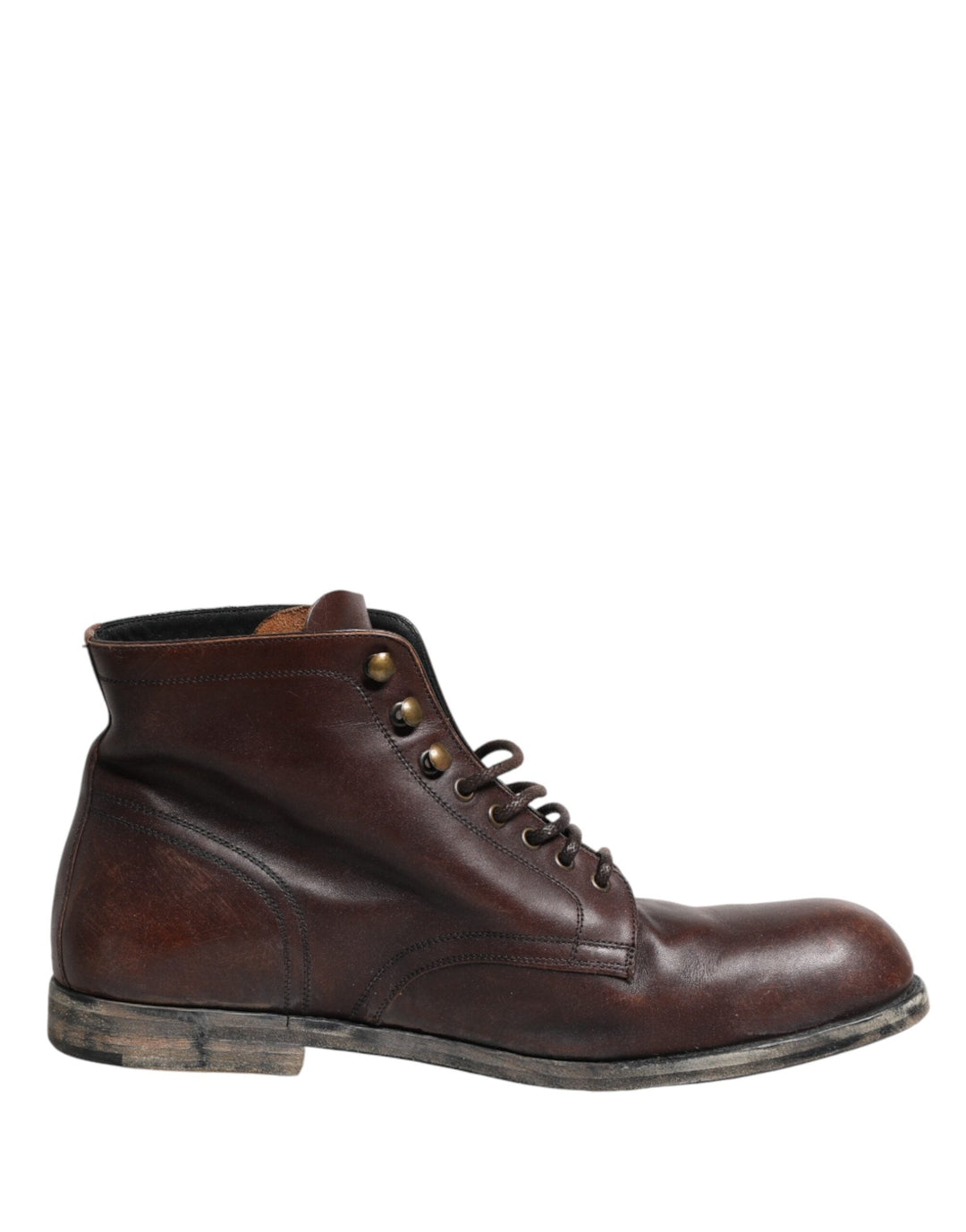 Dolce &amp; Gabbana Brown Lace Up Short Ankle Boots Men Shoes