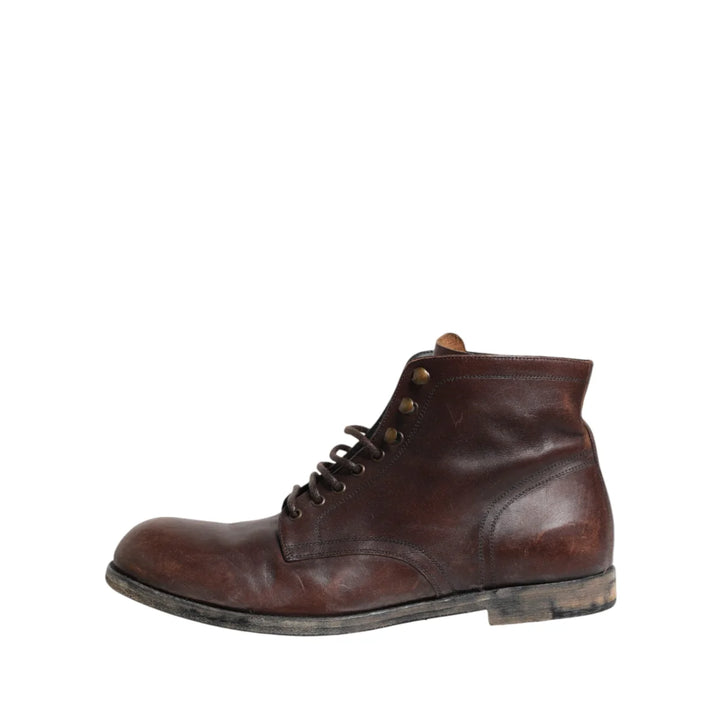 Dolce &amp; Gabbana Brown Lace Up Short Ankle Boots Men Shoes