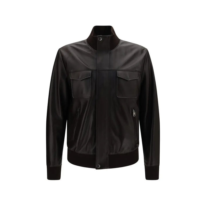 Dolce &amp; Gabbana Brown Lamb Ovis Aries Bomber