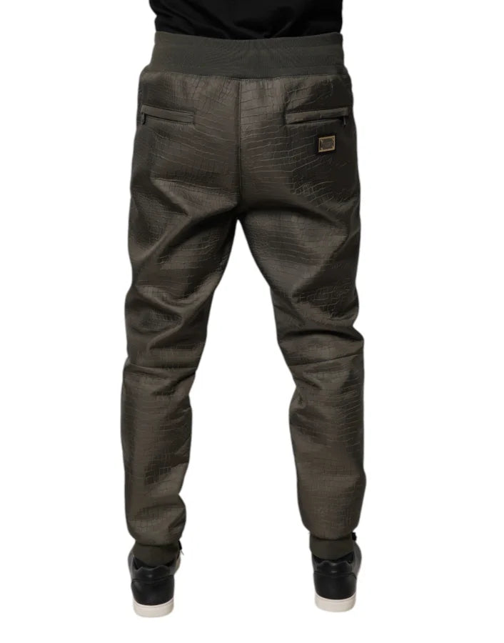 Dolce &amp; Gabbana Brown Lambskin Leather Men Sweatpants Pants