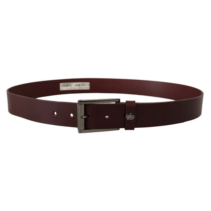 Dolce and Gabbana Brown Leather Belt with Silver Metal Buckle &