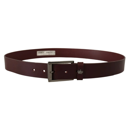 Dolce and Gabbana Brown Leather Belt with Silver Metal Buckle &