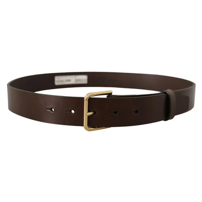 Dolce & Gabbana Brown Leather Belt with Striking Logo Buckle