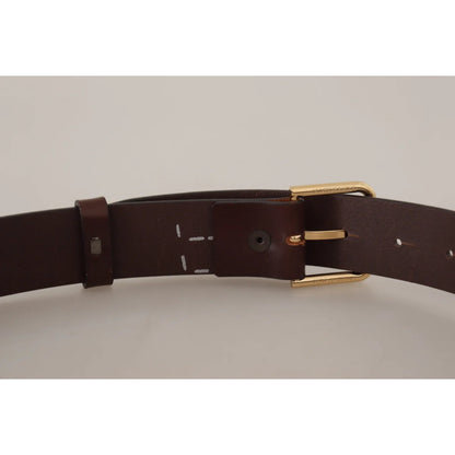 Dolce & Gabbana Brown Leather Belt with Striking Logo Buckle