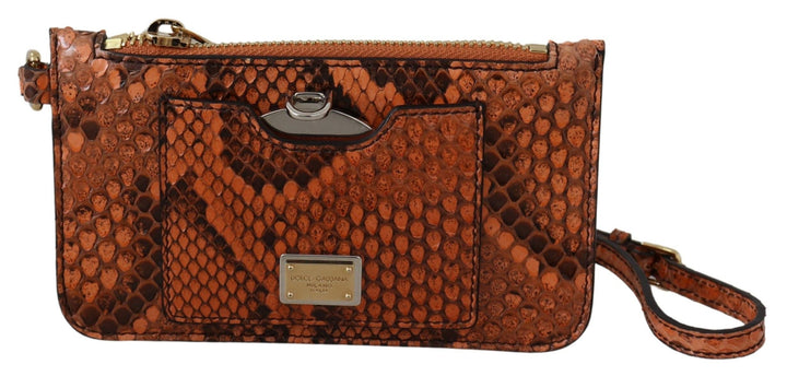 Dolce &amp; Gabbana Brown Leather Coin Purse Wristlet Mirror Agnese Wallet