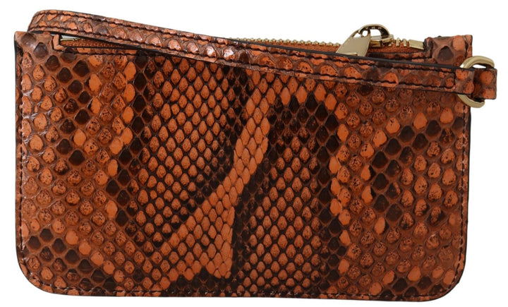 Dolce &amp; Gabbana Brown Leather Coin Purse Wristlet Mirror Agnese Wallet